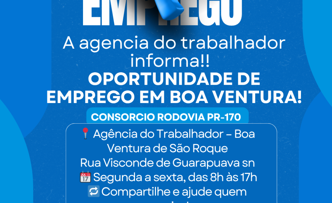 Agência do Trabalhador divulga dezenas de vagas de emprego