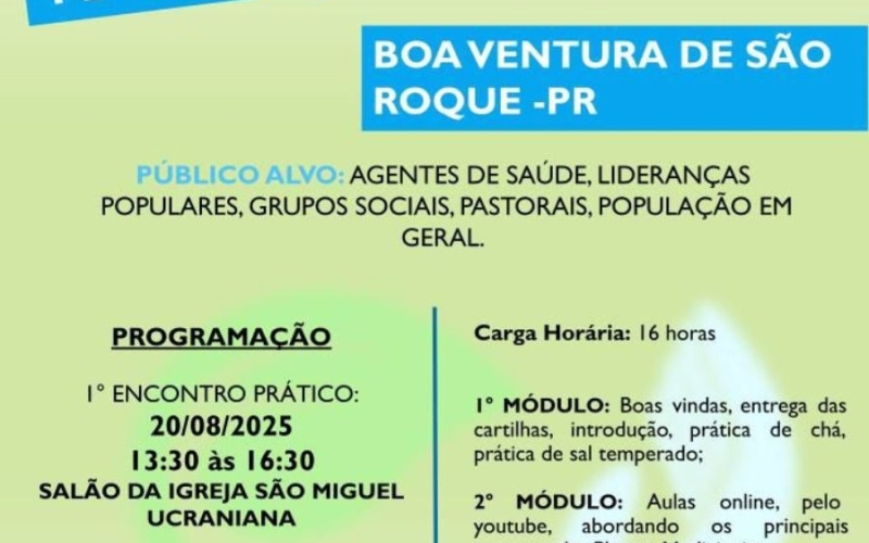 CAPACITAÇÃO GRATUITA – PLANTAS MEDICINAIS