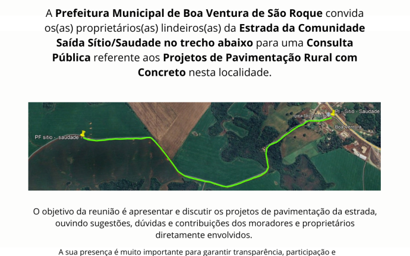 CONVITE CONSULTA PÚBLICA - SAÍDA SITIO/SAUDADE